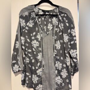 Fred David Black and White Floral Blouse